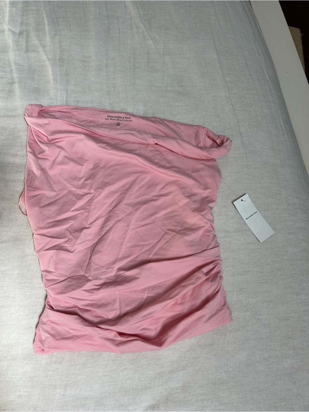 Abercrombie & Fitch Light Pink Ruched off the shoulder top